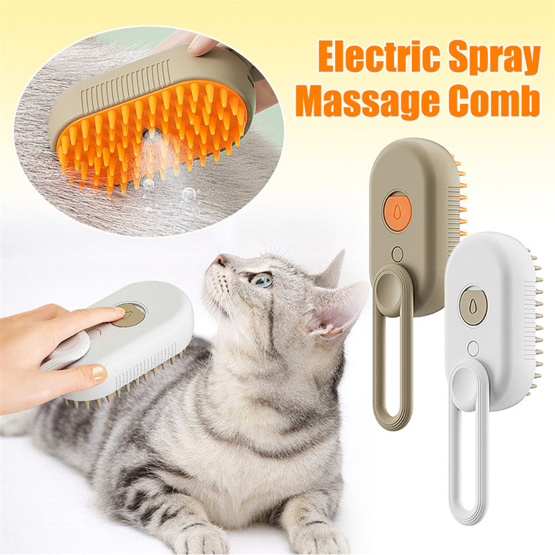 3-in-1 Electric Steam Brush for Cats & Dogs – Grooming, Detangling & Hair Removal