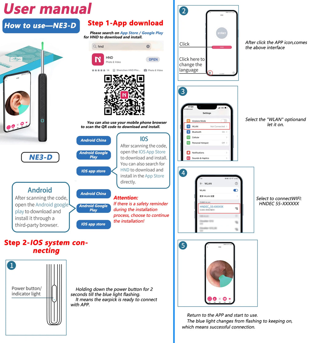 Visual Ear Wax Cleaner with Camera Safe Earwax Removal Endoscope with 5M Camera Luminous Otoscope Ear Cleaning Tools Ear Care