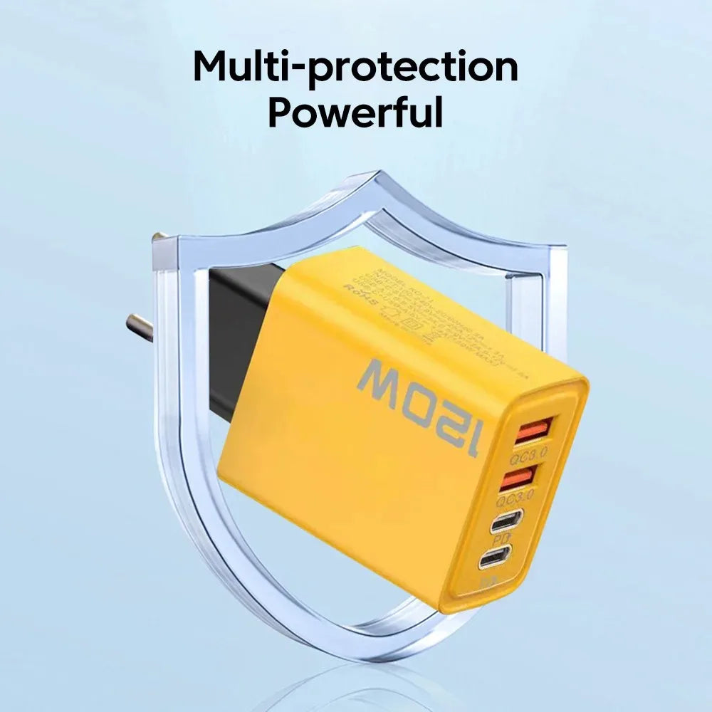 120W Fast Charger Type C Quick Charge 3.0 USB Charger Adapter For iPhone Samsung Xiaomi PD USB Charger Fast Charging Plug