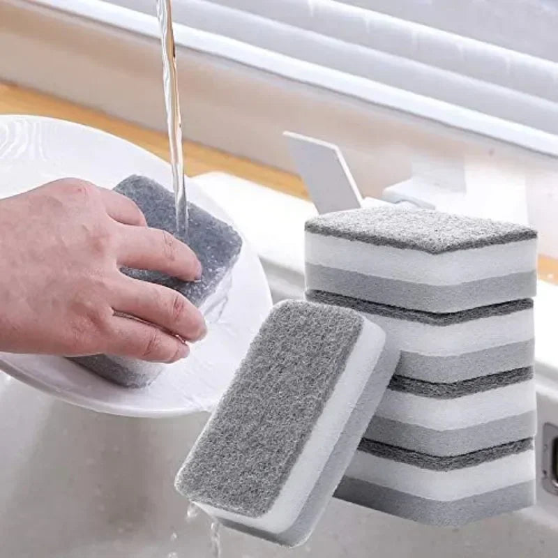 Magic Three Layers Cleaning Sponges Reusable Pan Pot Dishwashing Scouring Pads Household Kitchen Sponge Wipes Brush Clean Tools