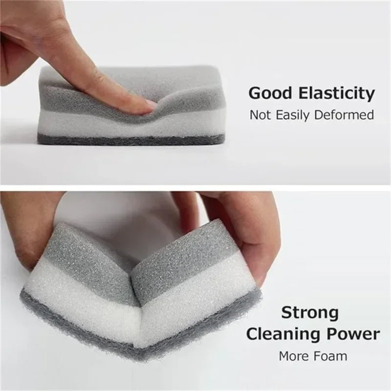 Magic Three Layers Cleaning Sponges Reusable Pan Pot Dishwashing Scouring Pads Household Kitchen Sponge Wipes Brush Clean Tools