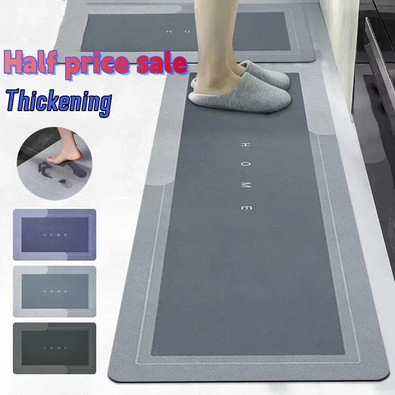 Super Absorbent Kitchen Floor Mat Diatom Mud Pad Bath Pad Anti-Slip Carpet Kitchen Mats Wipeable Wash Long Strip Carpet