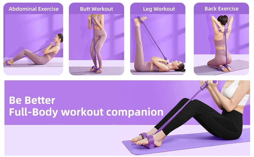 4-Level Resistance Band Tensioner with Non-Slip Handles - Home Fitness Equipment for Abdominal Muscle Training Yoga Abdominal