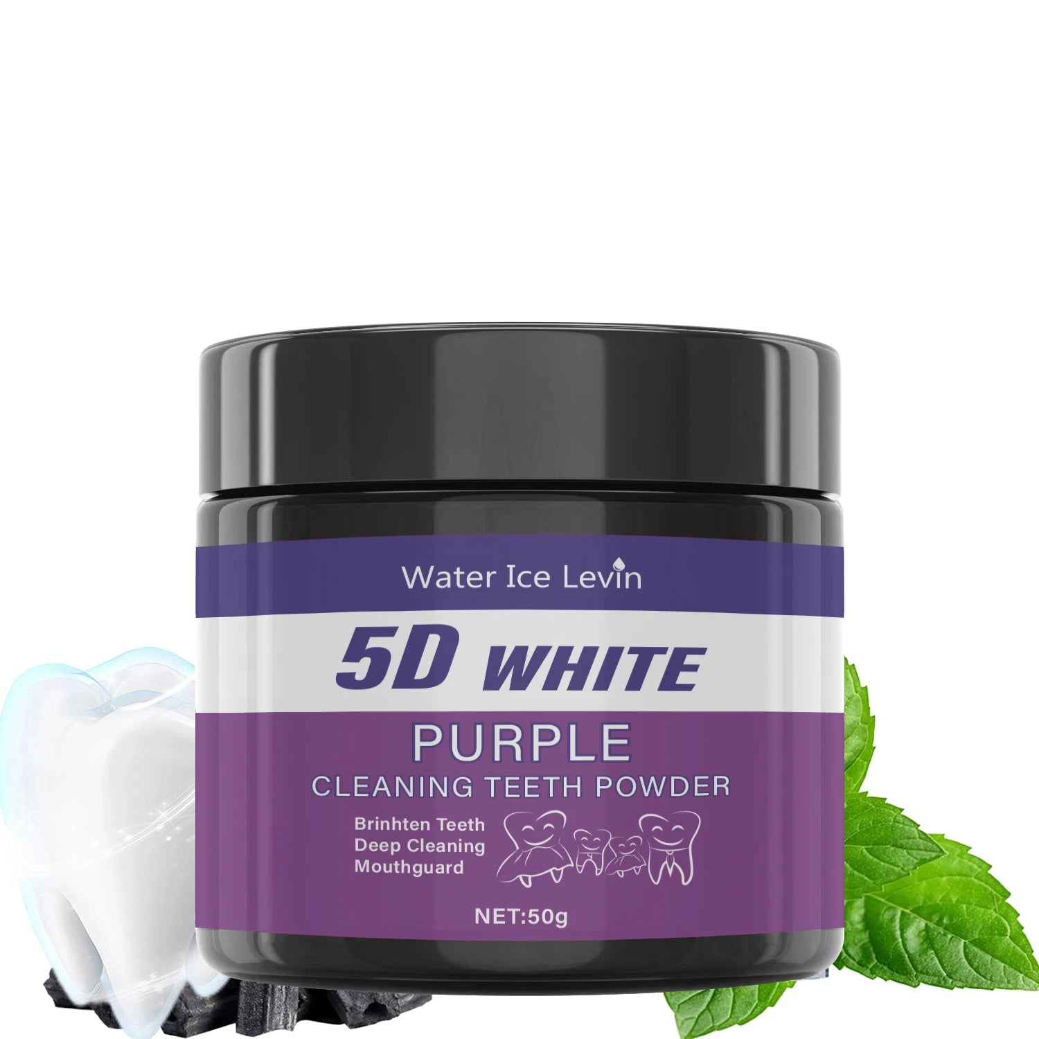Purple Teeth Cleaning Powder - Sulfate-Free, Deep Cleaning and Polishing, Whitens Teeth in 5 Days, Portable for Daily Use and Travel