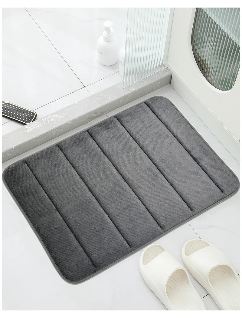 Bathroom Coral Velvet Anti-skid Mat,Quick Water Absorption,Dry Machine Washing,Toilet Mat,SoftComfortable, Easy Mat Bathroom Use