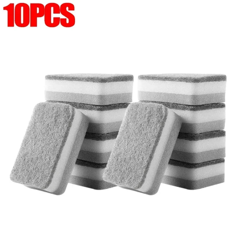 Magic Three Layers Cleaning Sponges Reusable Pan Pot Dishwashing Scouring Pads Household Kitchen Sponge Wipes Brush Clean Tools