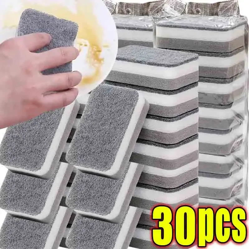 Magic Three Layers Cleaning Sponges Reusable Pan Pot Dishwashing Scouring Pads Household Kitchen Sponge Wipes Brush Clean Tools