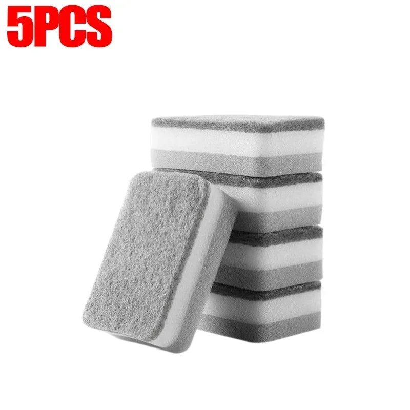Magic Three Layers Cleaning Sponges Reusable Pan Pot Dishwashing Scouring Pads Household Kitchen Sponge Wipes Brush Clean Tools