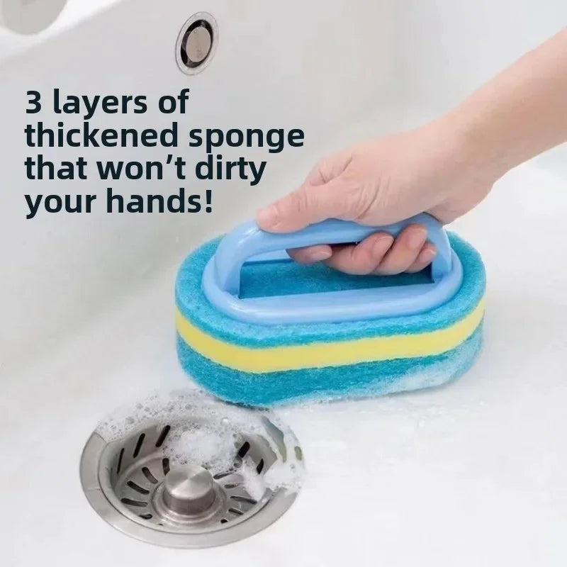 Household Cleaning Brush With Handle Sponge Easy Cleaning Kitchen Bathroom Toilet Wall Window Ceramic Tile Cleaning Tools