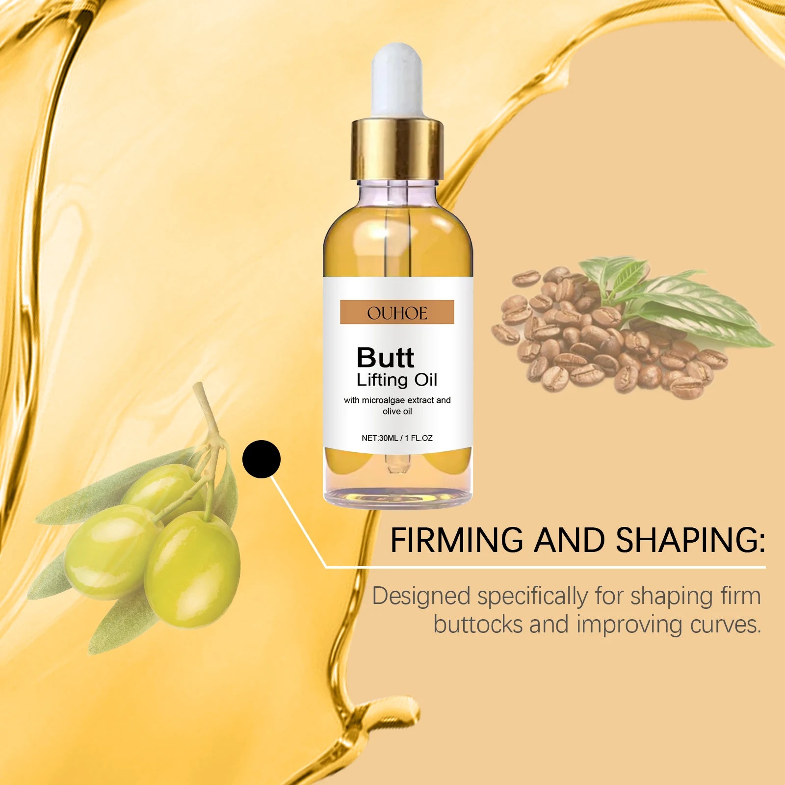 Buttock Enlargement Oil Hip Lifting Growth Firming Nourishing Moisturize Skin Tighten Pores Enhance Elasticity Body Massage Care