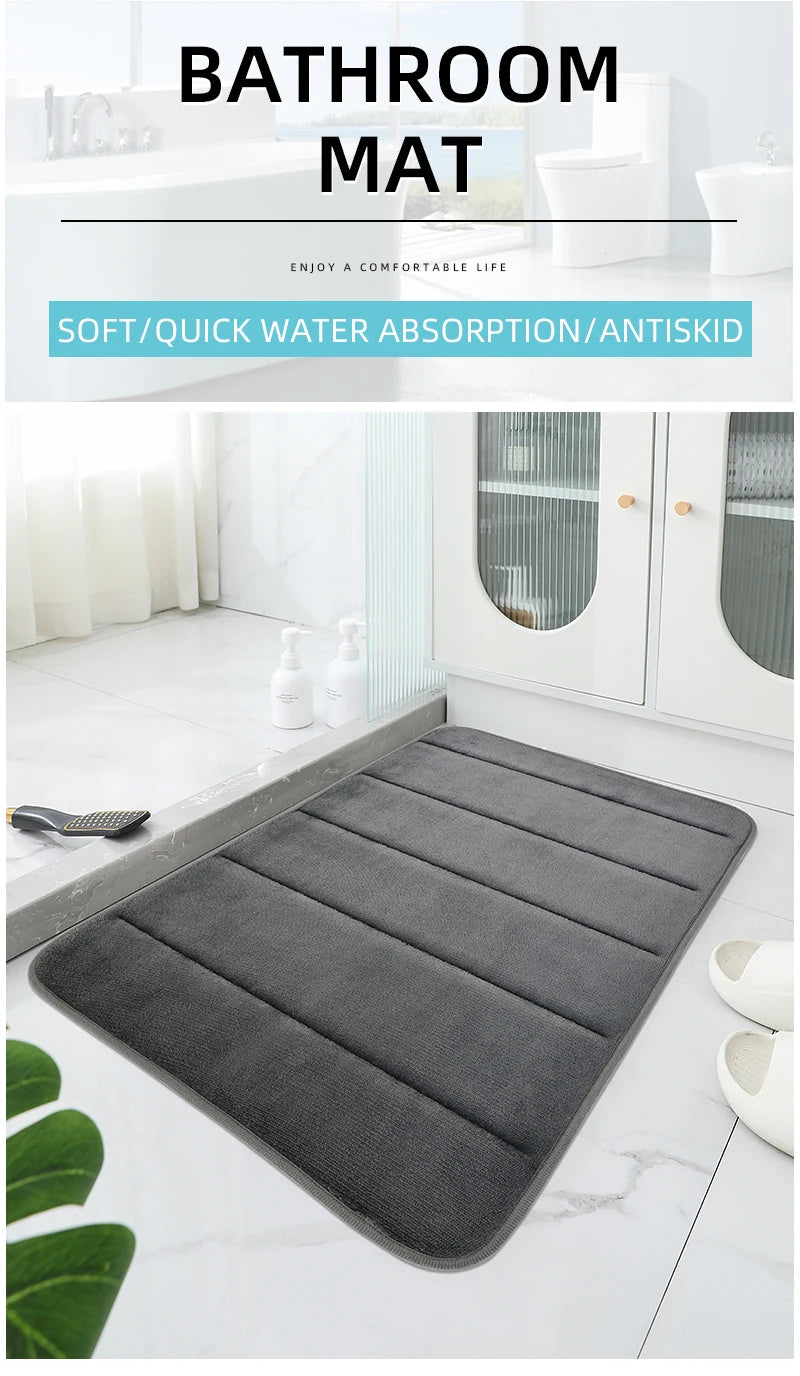 Bathroom Coral Velvet Anti-skid Mat,Quick Water Absorption,Dry Machine Washing,Toilet Mat,SoftComfortable, Easy Mat Bathroom Use