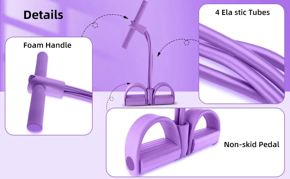 4-Level Resistance Band Tensioner with Non-Slip Handles - Home Fitness Equipment for Abdominal Muscle Training Yoga Abdominal