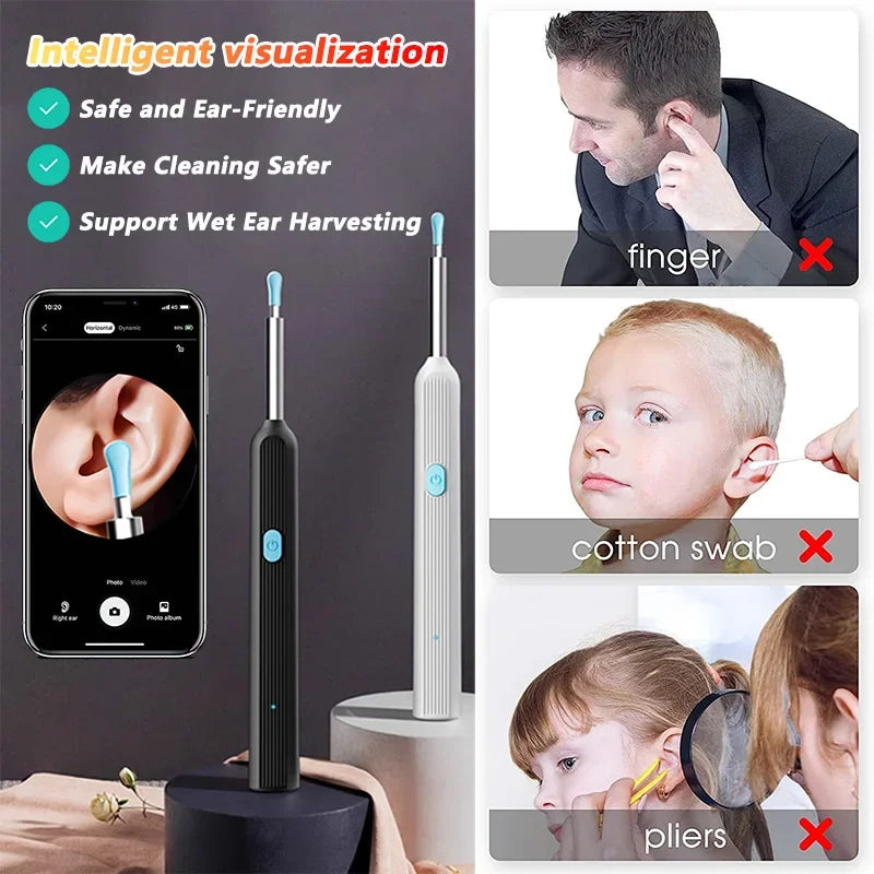 Visual Ear Wax Cleaner with Camera Safe Earwax Removal Endoscope with 5M Camera Luminous Otoscope Ear Cleaning Tools Ear Care