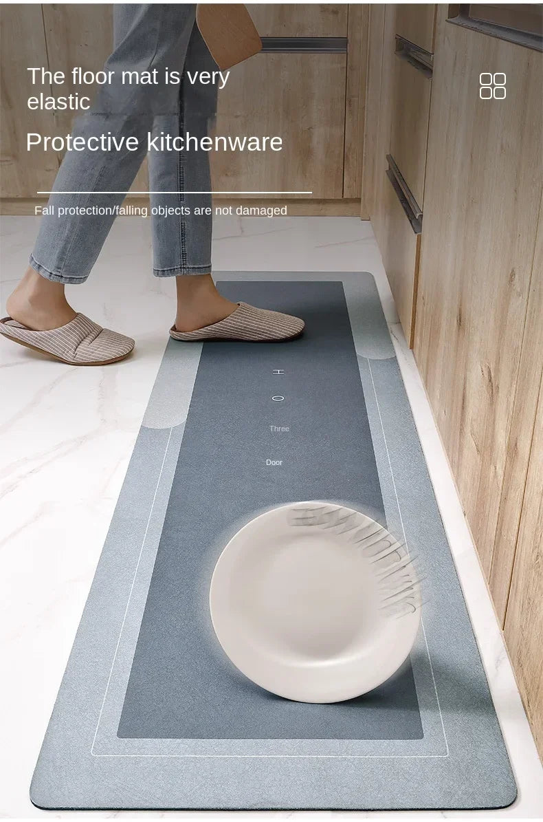 Super Absorbent Kitchen Floor Mat Diatom Mud Pad Bath Pad Anti-Slip Carpet Kitchen Mats Wipeable Wash Long Strip Carpet