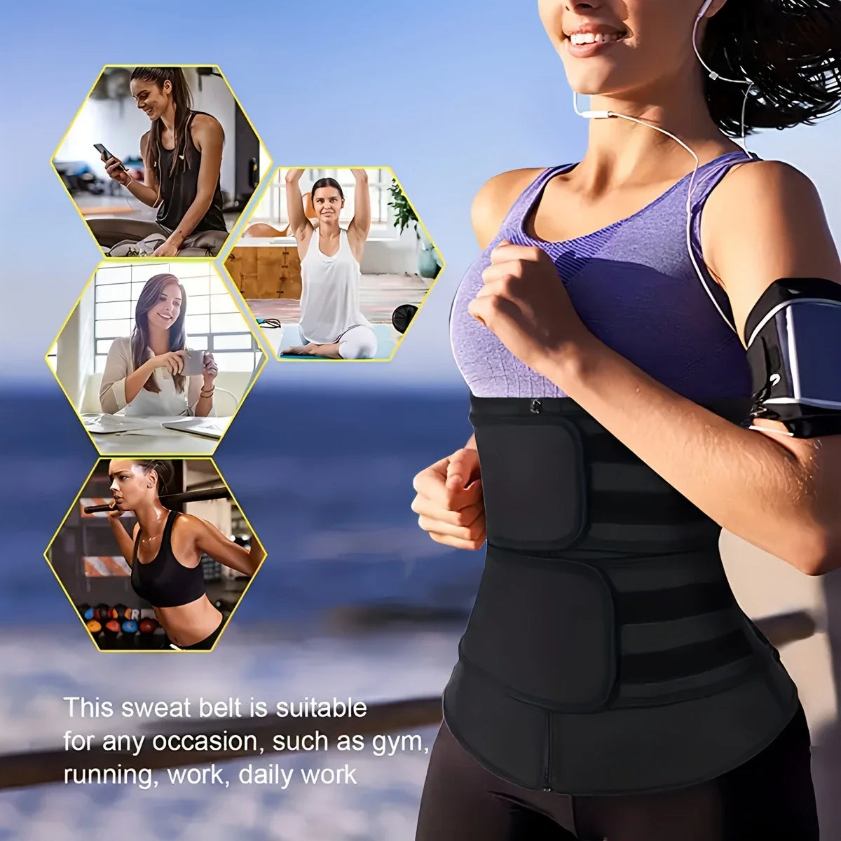 Adjustable Waist Trainer for Women, Double Belts Neoprene Corset with Zipper, Workout Cincher for Tummy Control & Back Support