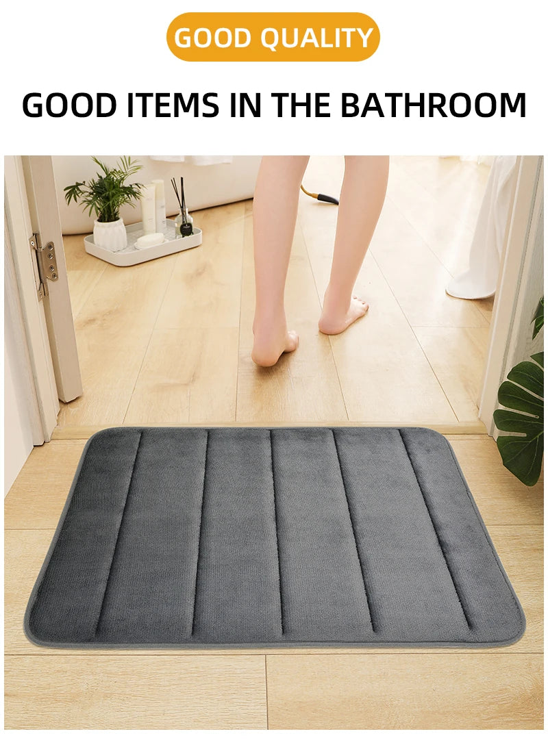 Bathroom Coral Velvet Anti-skid Mat,Quick Water Absorption,Dry Machine Washing,Toilet Mat,SoftComfortable, Easy Mat Bathroom Use