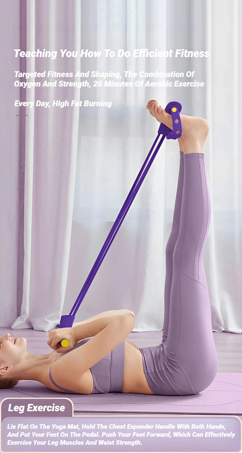 Four-Tube Pedal Tensioner Multi-Functional Household Fitness Equipment Yoga Abdominal Strengthening Elastic Band Tension Rope