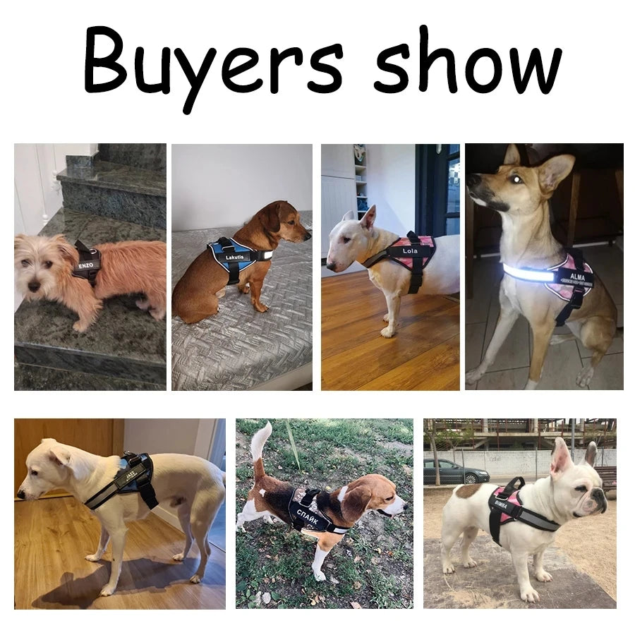 Dog Harness Vest ID Patch Customized Reflective Breathable Adjustable Pet Harness For Dog NO PULL Pet Outdoor Harness