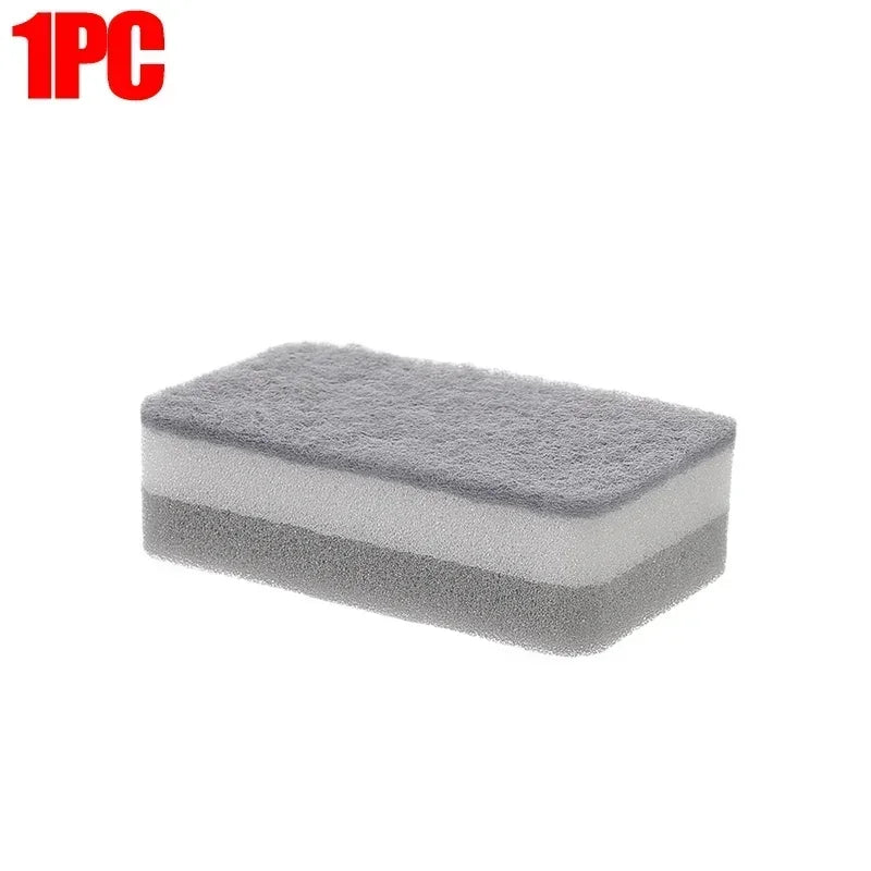 Magic Three Layers Cleaning Sponges Reusable Pan Pot Dishwashing Scouring Pads Household Kitchen Sponge Wipes Brush Clean Tools