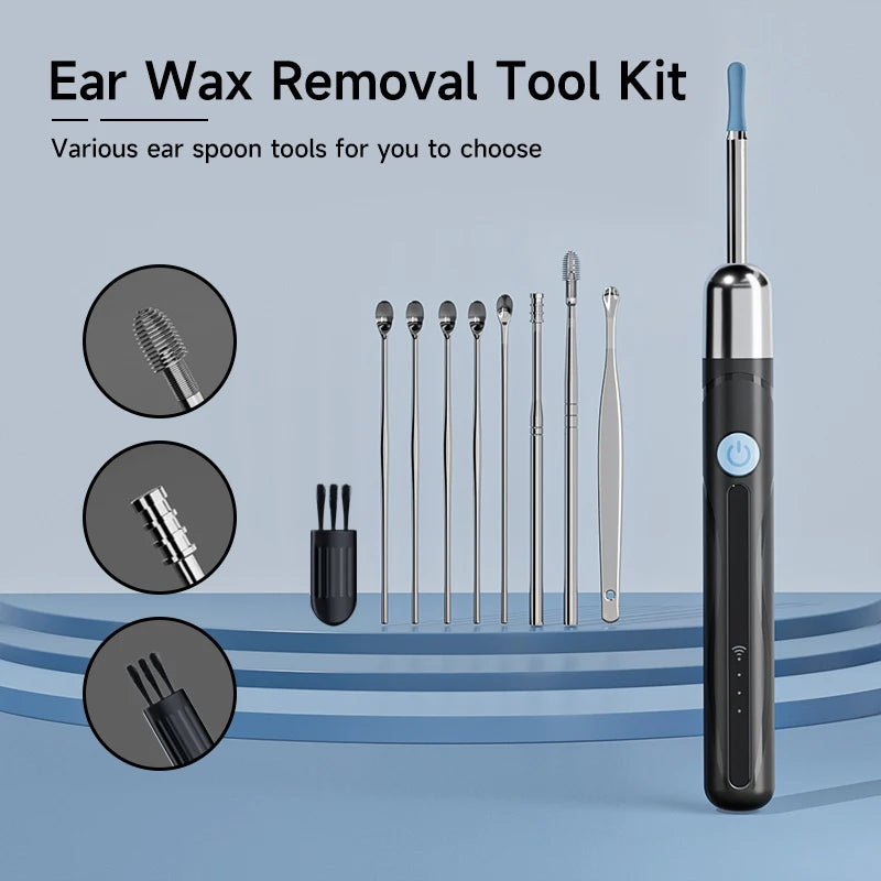WiFi Endoscope 4.2mm 1080P Ear Picker Camera with Ear Spoon Base for iOS/Android Ear Cleaning Otoscope with Ear Wax Removal Tool