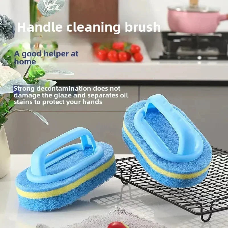 Household Cleaning Brush With Handle Sponge Easy Cleaning Kitchen Bathroom Toilet Wall Window Ceramic Tile Cleaning Tools