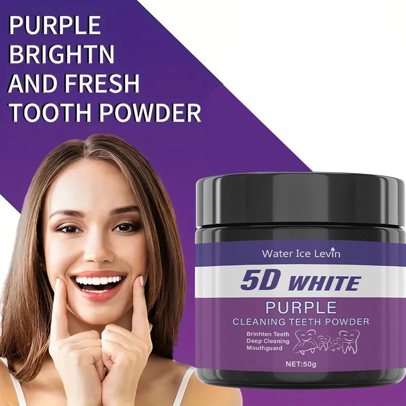 Purple Teeth Cleaning Powder - Sulfate-Free, Deep Cleaning and Polishing, Whitens Teeth in 5 Days, Portable for Daily Use and Travel