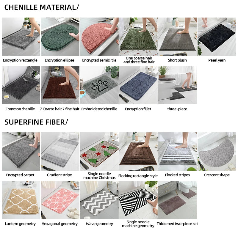 Bathroom Coral Velvet Anti-skid Mat,Quick Water Absorption,Dry Machine Washing,Toilet Mat,SoftComfortable, Easy Mat Bathroom Use