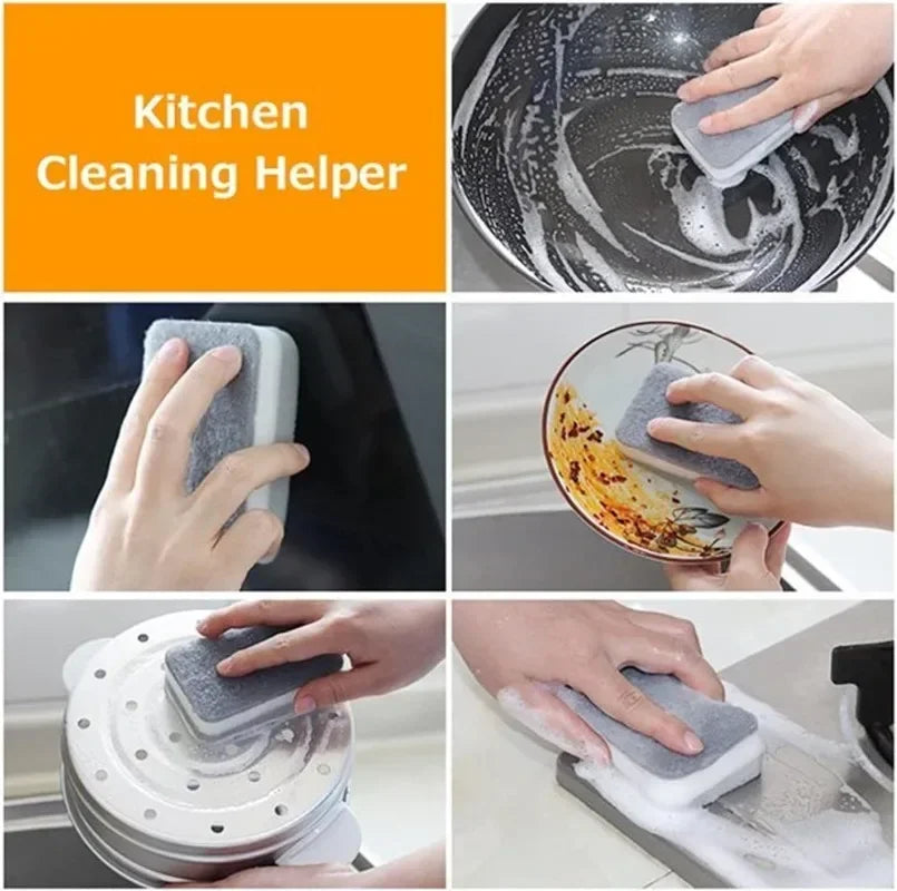 Magic Three Layers Cleaning Sponges Reusable Pan Pot Dishwashing Scouring Pads Household Kitchen Sponge Wipes Brush Clean Tools