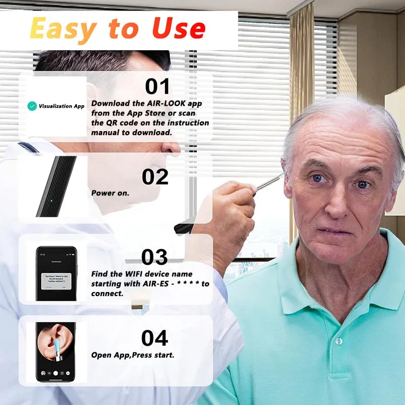 Visual Ear Wax Cleaner with Camera Safe Earwax Removal Endoscope with 5M Camera Luminous Otoscope Ear Cleaning Tools Ear Care