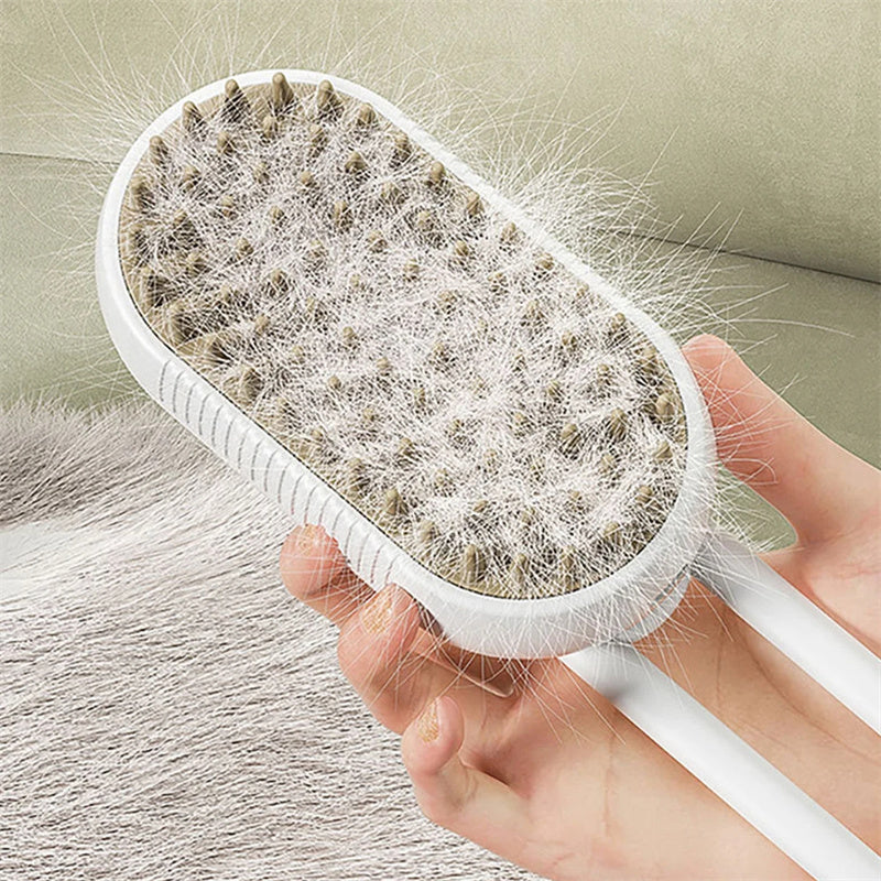 3-in-1 Electric Steam Brush for Cats & Dogs – Grooming, Detangling & Hair Removal
